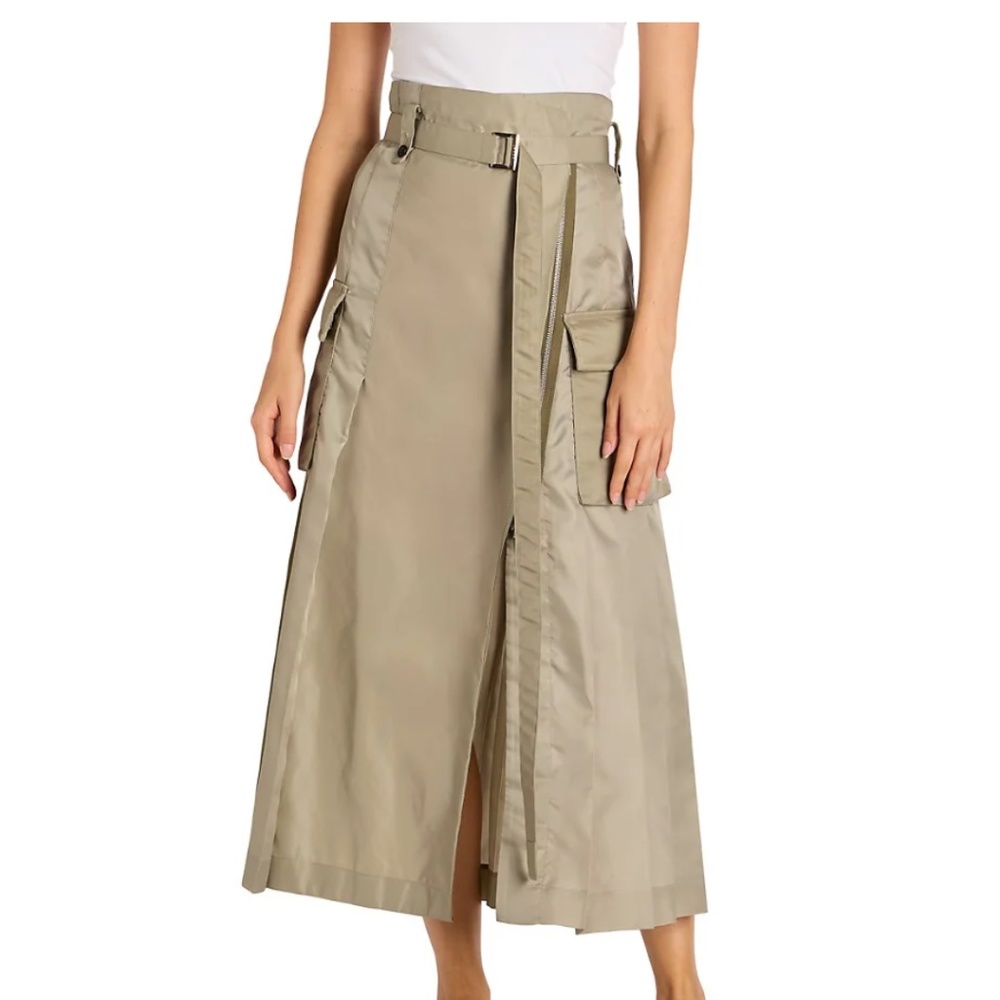 Sacai Khaki Twill Cargo Belted Skirt US2